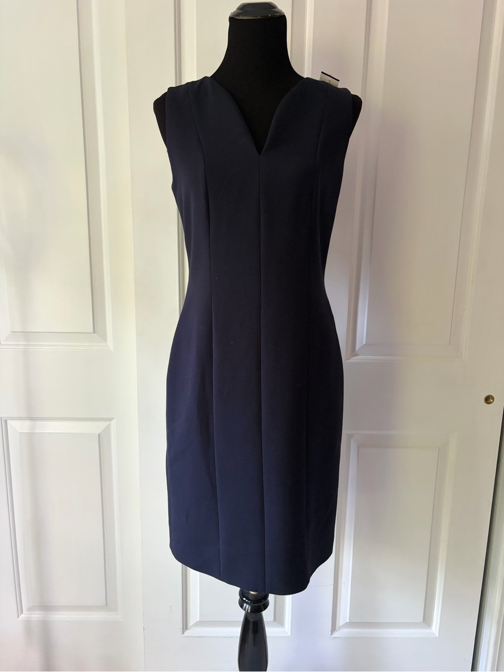 Boss Classic Sleeveless Navy Sheath Dress 6